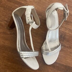 Donald J. Pliner Ankle-Strap Heels with Silver Braided Toe